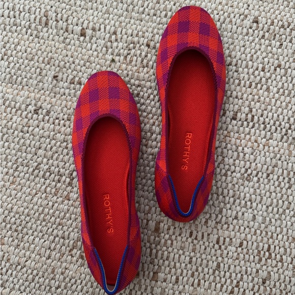 Rothy's Shoes - Rothy’s Loafer Cherry Gingham Women’s Ballet Flat Shoes Magenta Pink Barbie